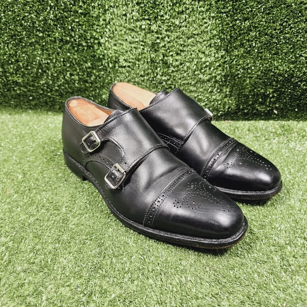 Allen Edmonds St Johns Black Leather Double Monk Strap Dress Shoes Mens 8.5 D